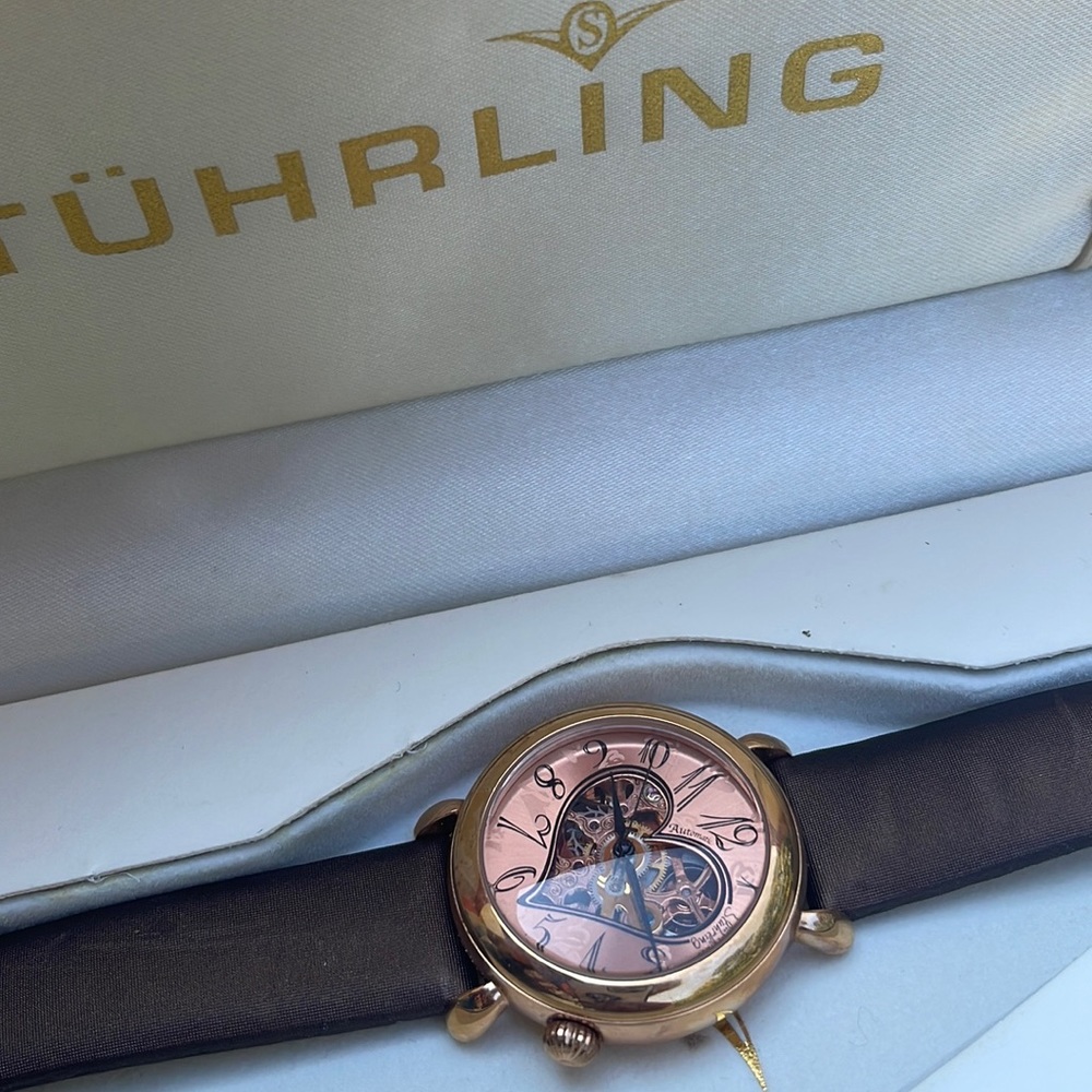 Gorgeous STUHLING Swiss woman’s Automatic heart design With moving gears